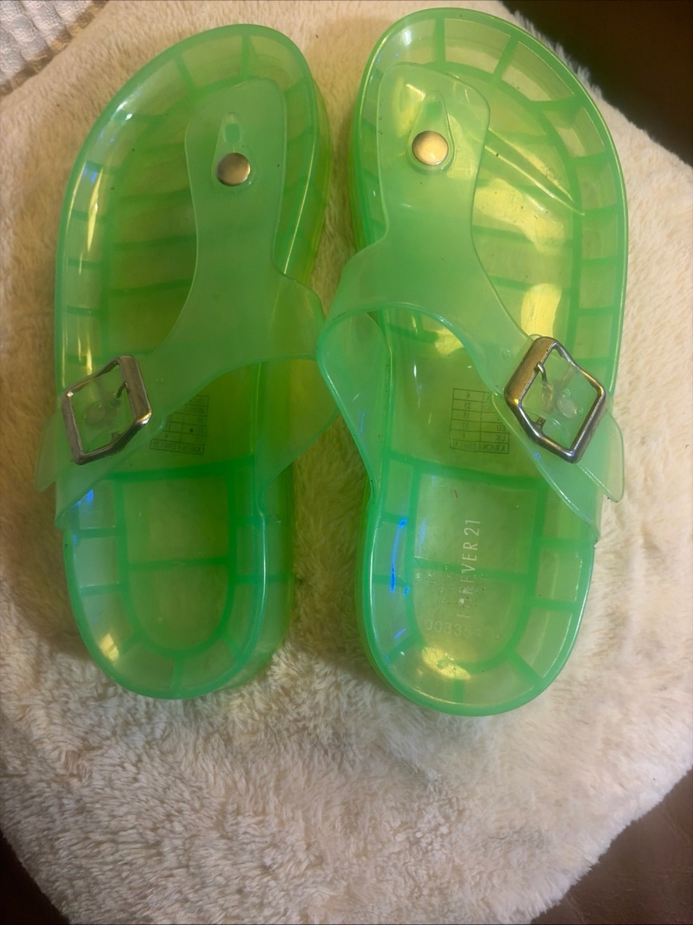 Forever 21 Neon Green Jelly Slide Sandals